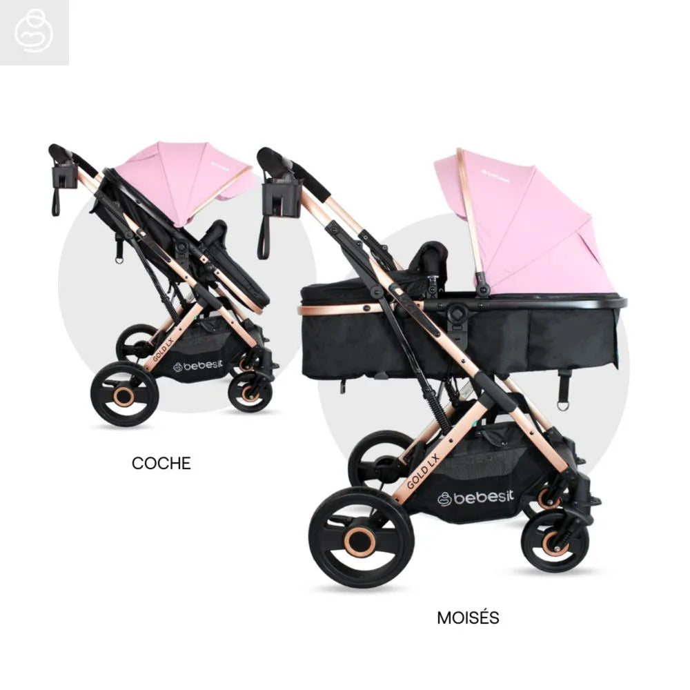 Coche Moises Gold LX Rosa Bebesit Usos