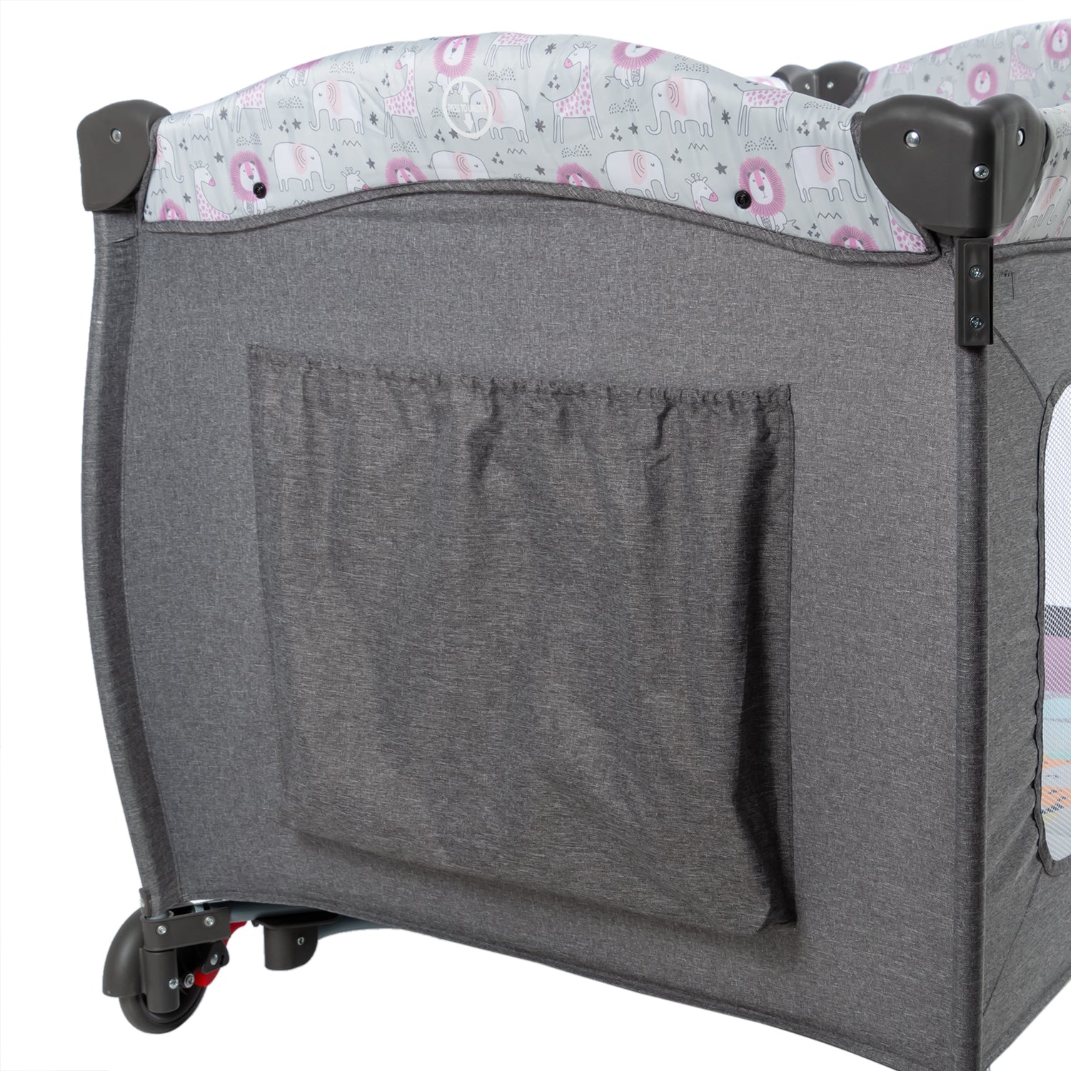 Cuna Corral Sally Gris/Rosa Ebaby® estampado