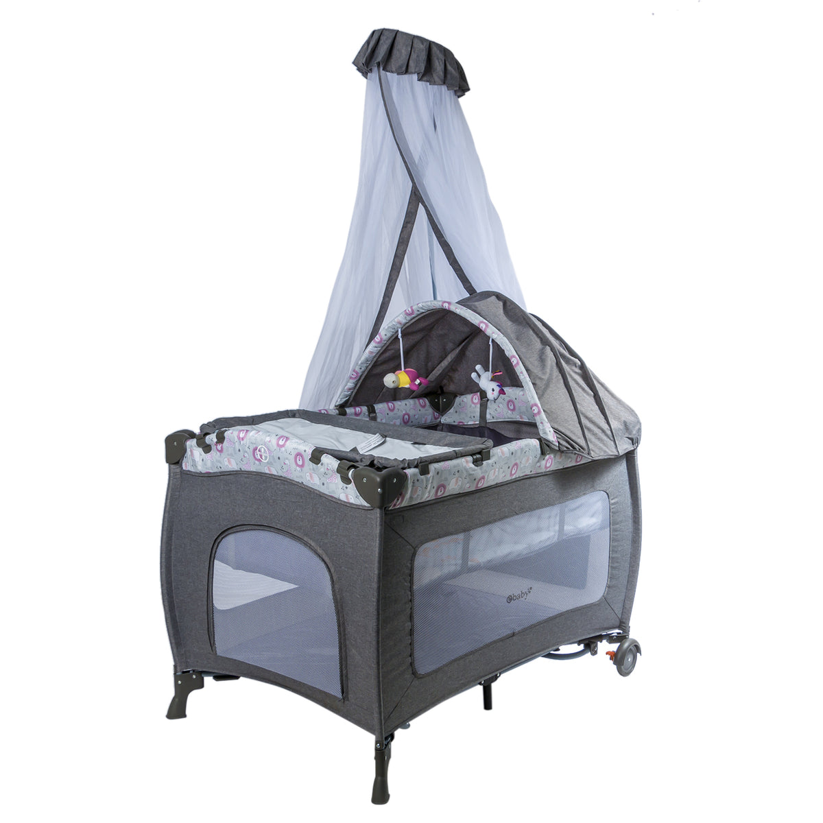 Cuna Corral Sally Gris/Rosa Ebaby®