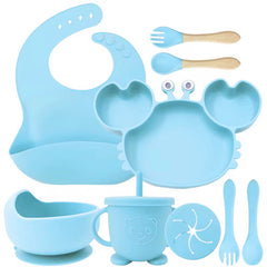 Set de Vajilla  Silicona Alimentación Cangrejo Azul