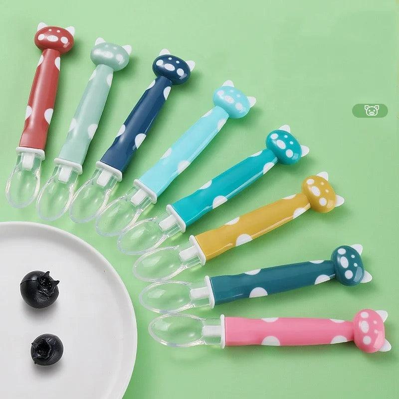Set 2 Piezas Cucharas En Silicona Puntos Con Estuche