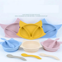 Set 5 Piezas Vajilla Y Babero En Silicona Zorrito