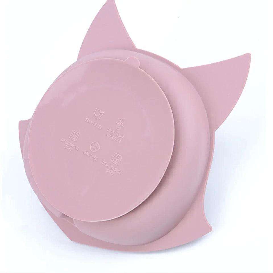 Set 5 Piezas Vajilla Y Babero En Silicona Zorrito Chupa