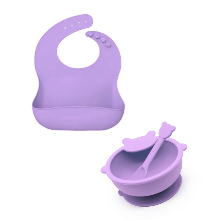 Set 3 Piezas De Alimentación En Silicona Oso Violeta