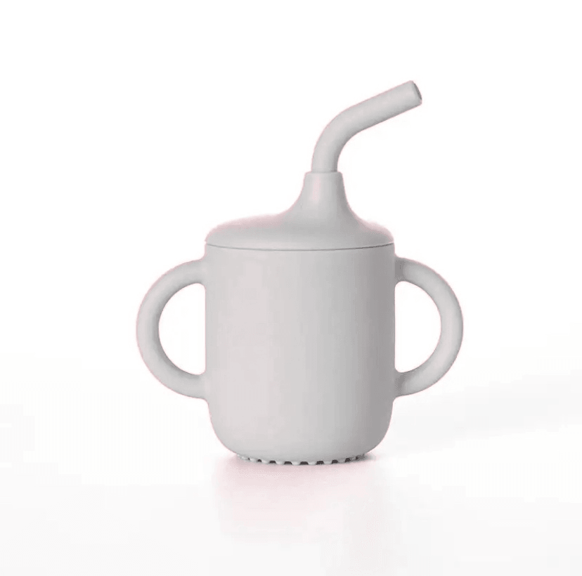 Vaso Pitillo Con Asas En Silicona Gris