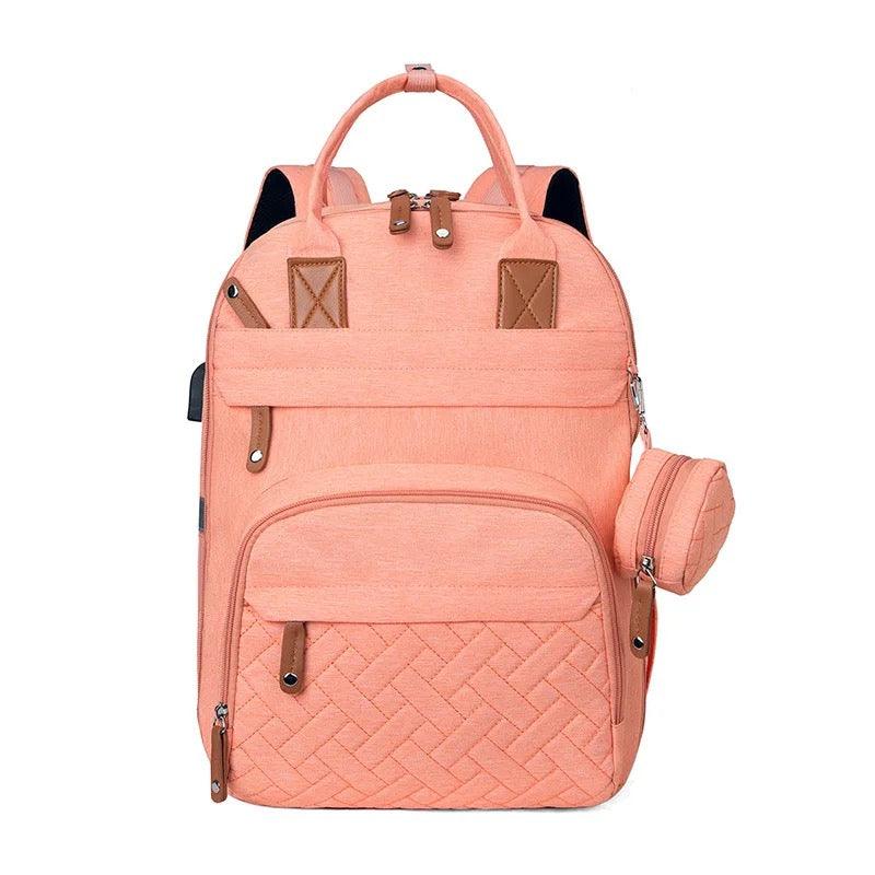 Pañalera Morral De Lujo Sencilla Con Cambiador Y Monedero Colores Coral