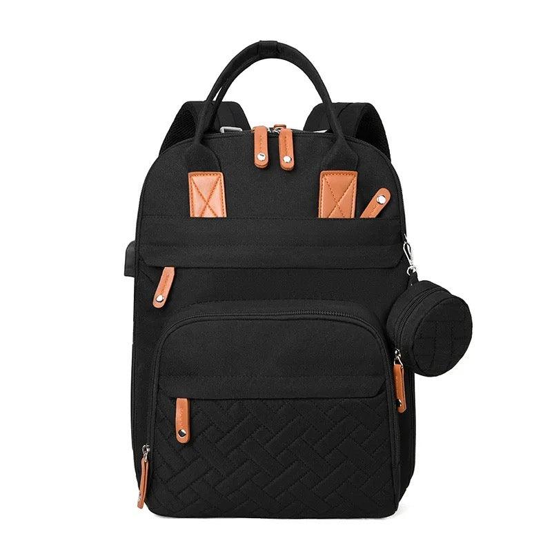 Pañalera Morral De Lujo Sencilla Con Cambiador Y Monedero Colores Negra