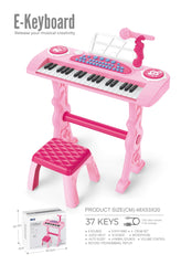 Juguete Set Teclado Musical con Micrófono Rosa info