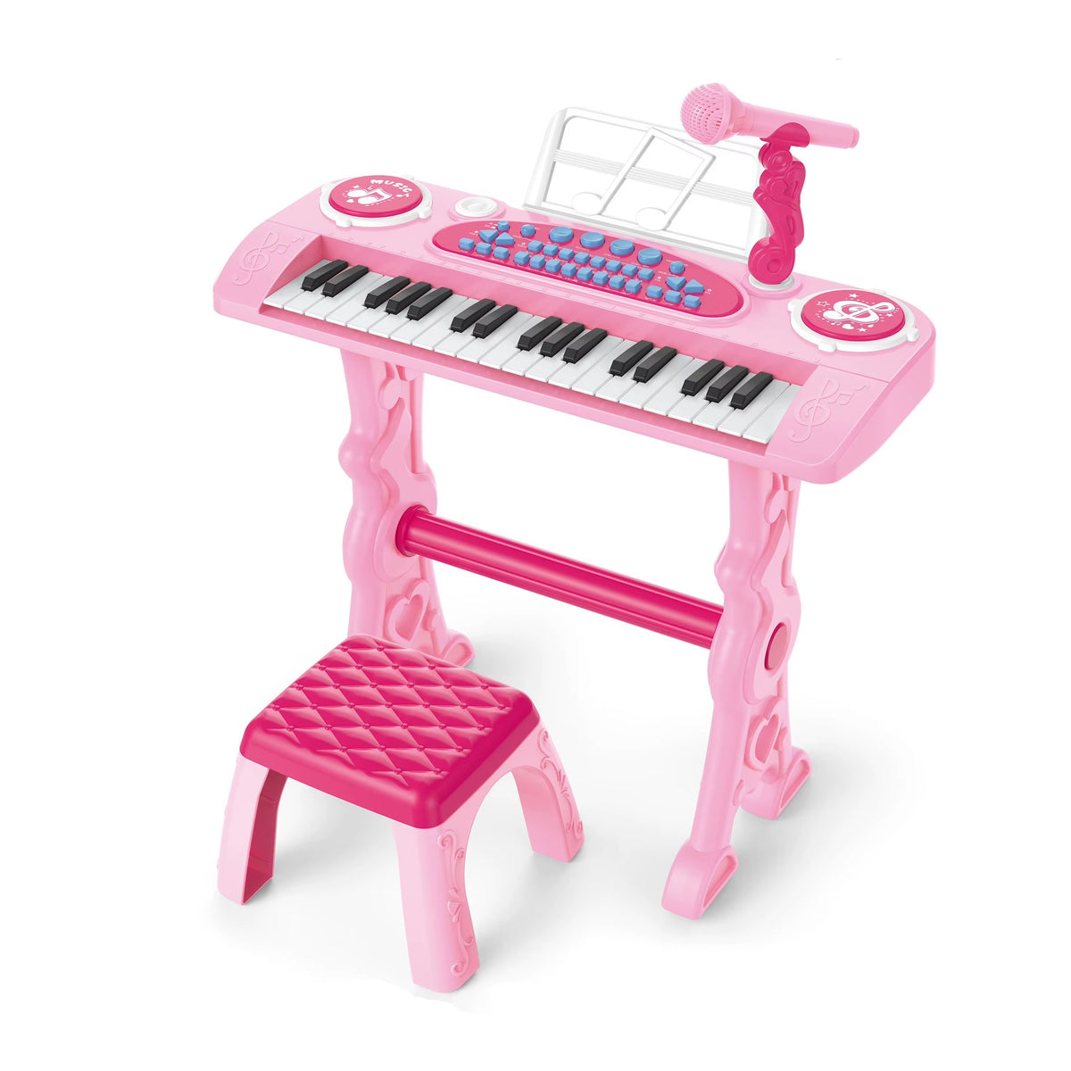 Juguete Set Teclado Musical con Micrófono Rosa