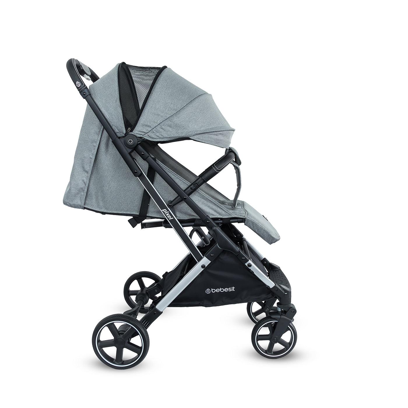 Coche Maleta Con Porta Bebé Pixel Gris Bebesit