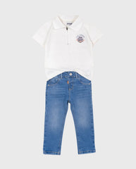 Conjunto Pantalón Denim Camiseta Cremallera