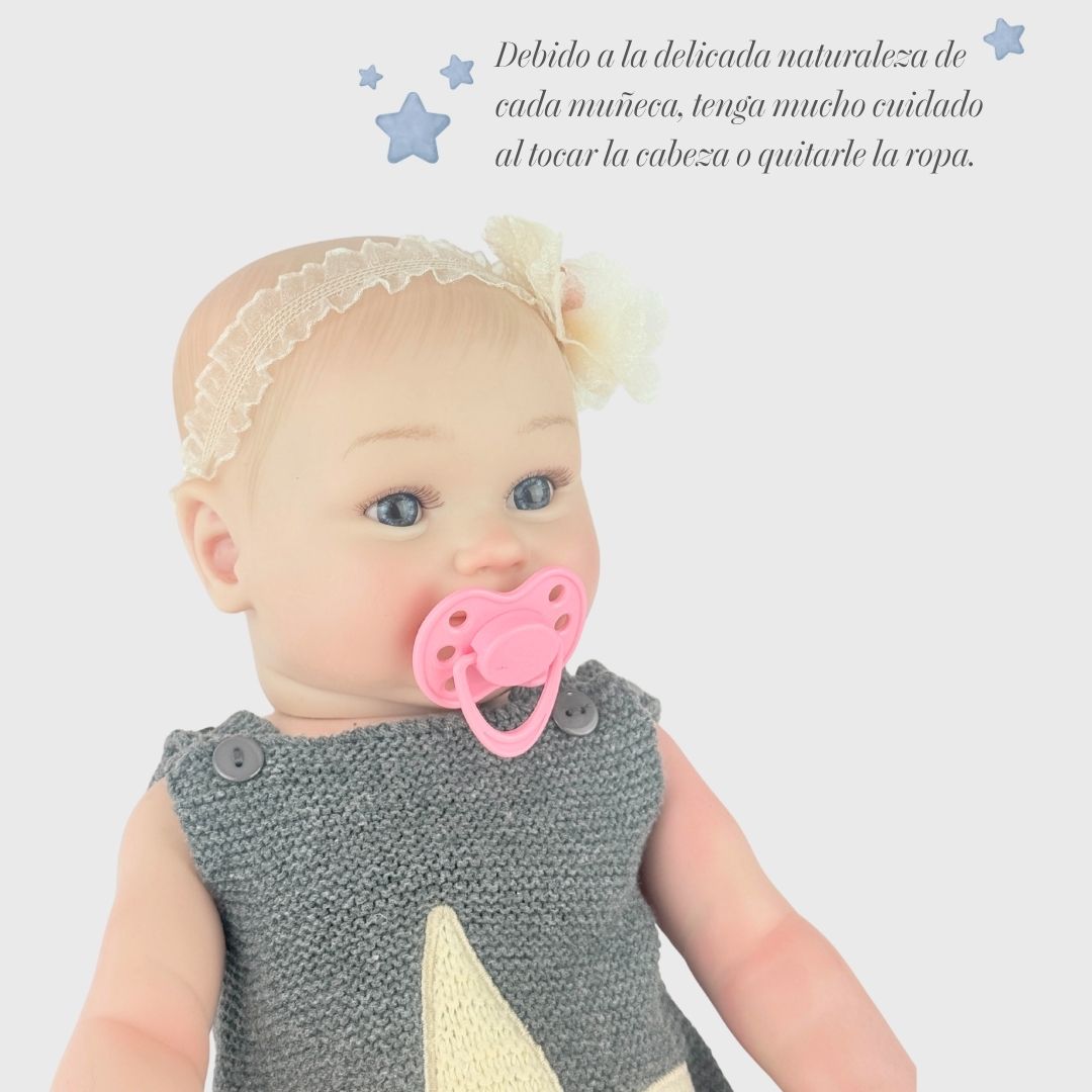 Juguete Bebe Real Con Sonido Gris Detalles