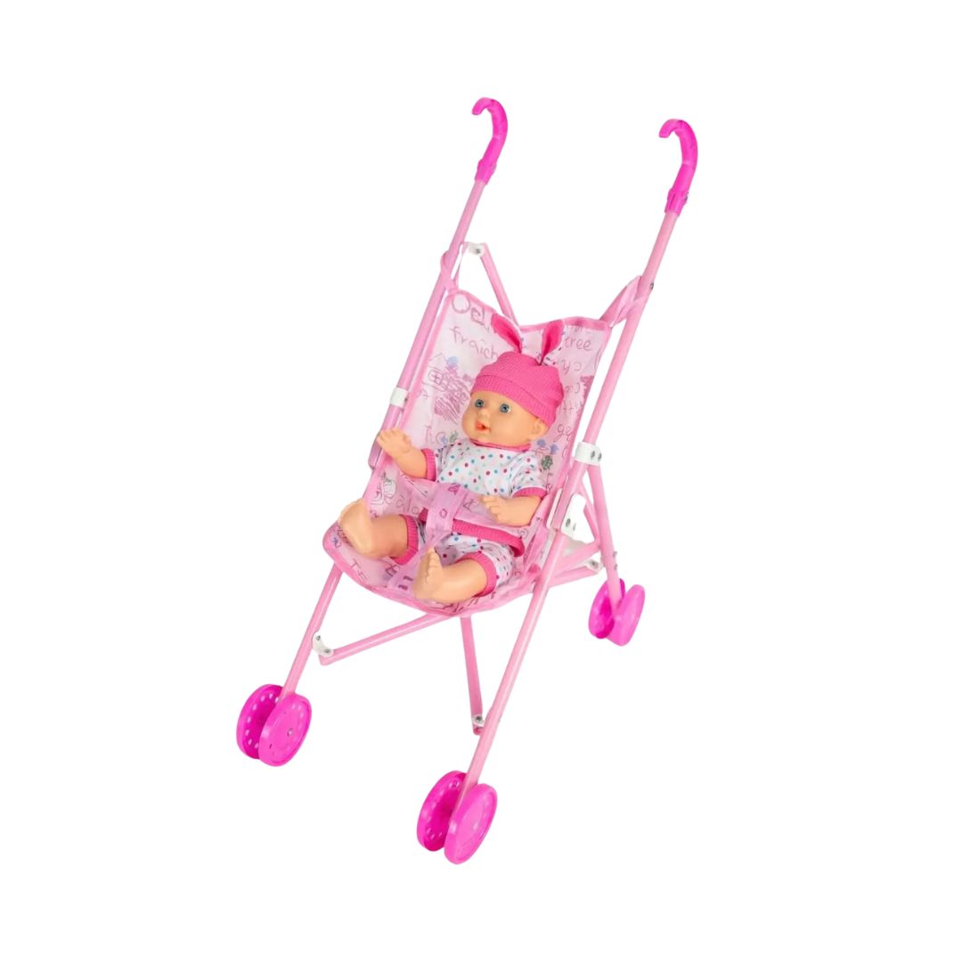 Juguete Bebe Alma con Coche Rosa diseño