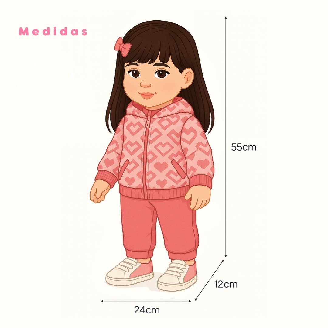 Juguete Bebe Real Rosa Corazones  Medidas