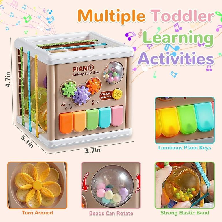 Juguete Cubo Multifuncional Piano Musical  medidas