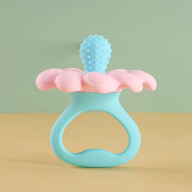 Juguete Rasca Encias En Silicona Flor rosa