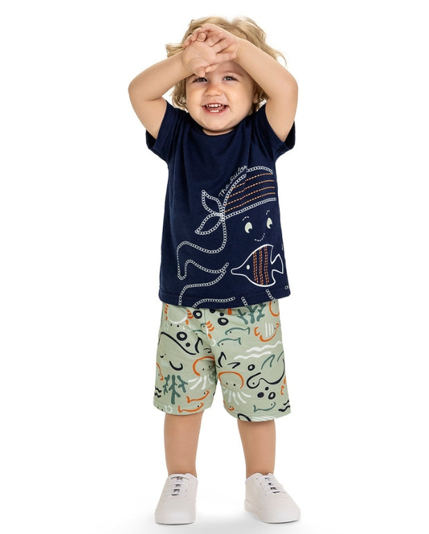 Conjunto Bermuda Estampado Pulpo Kyly Modelo