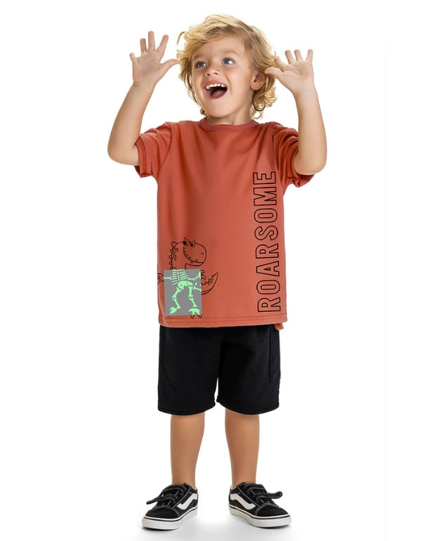 Conjunto Estampado Dinosaurio Naranja Kyly Modelo