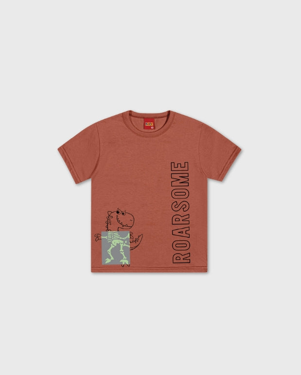 Conjunto Estampado Dinosaurio Naranja Kyly Camiseta