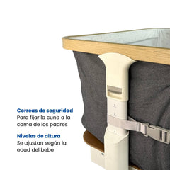 Cuna Colecho Smart 3 en 1 Electrica Gris Oscuro Detalles