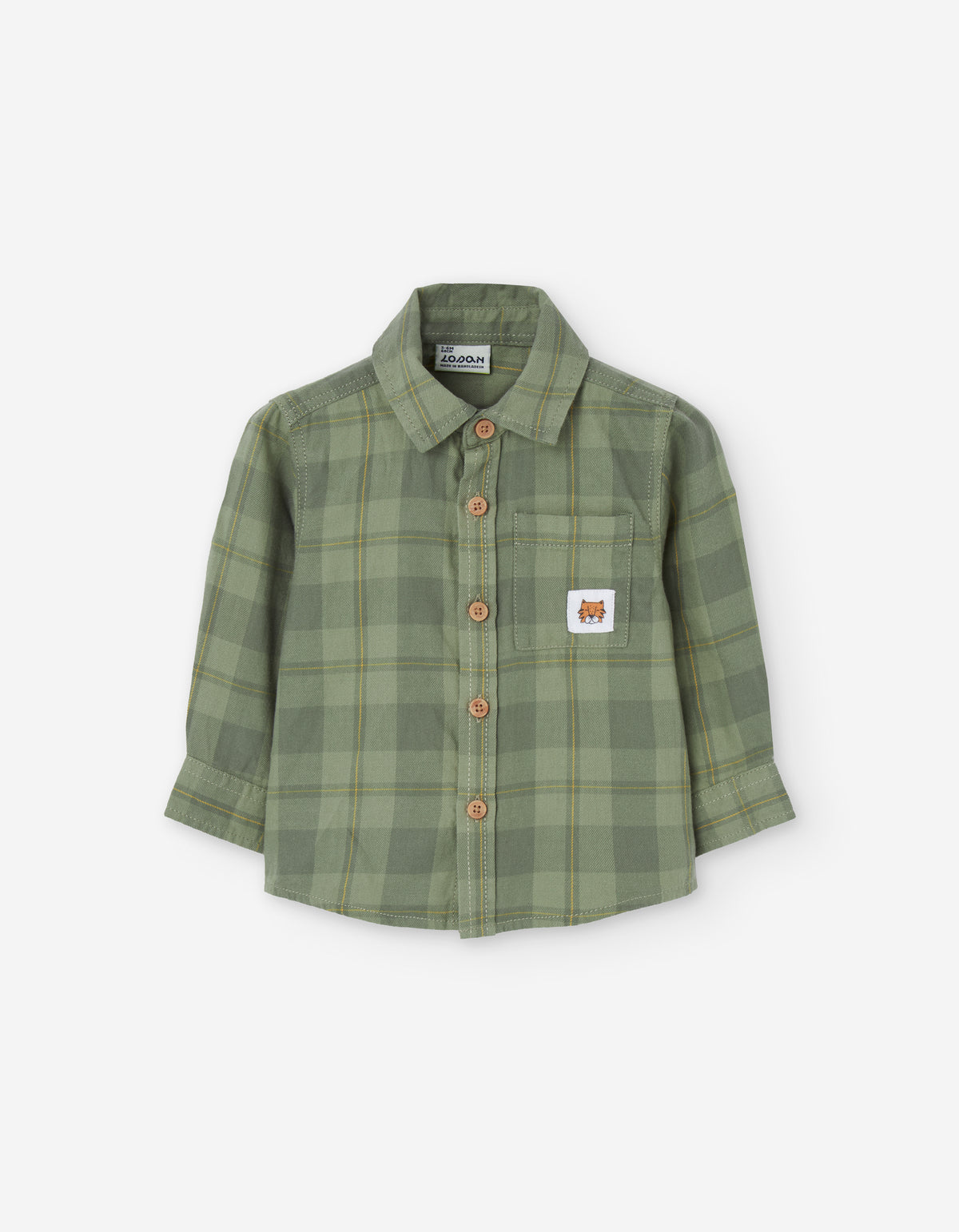 Camisa cuadros verde LOSAN para bebé vista frontal.