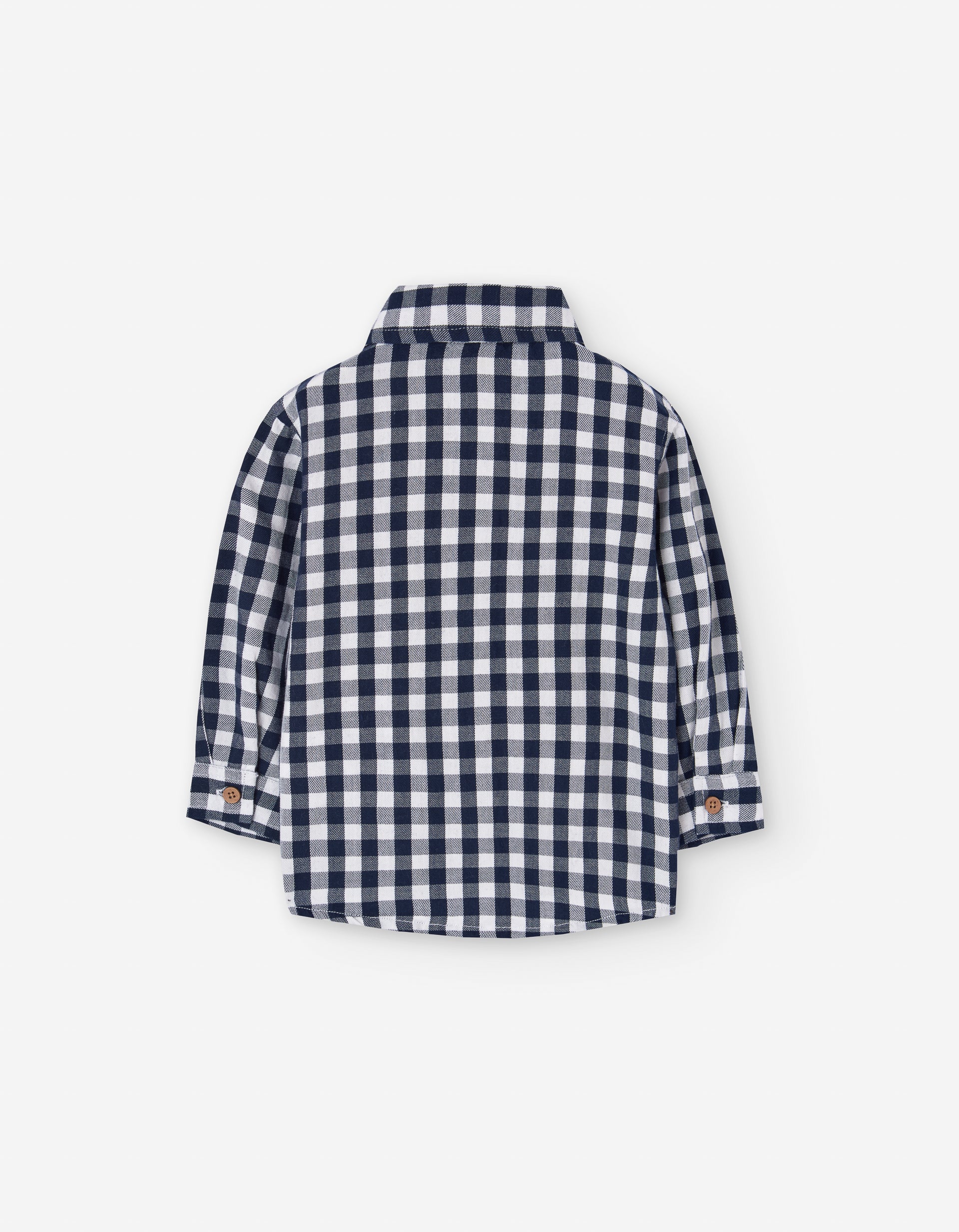 Camisa a cuadros blanco y navy LOSAN para bebé vista trasera.