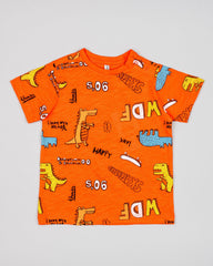 Camiseta Estampado Dino Naranja