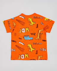 Camiseta Estampado Dino Naranja