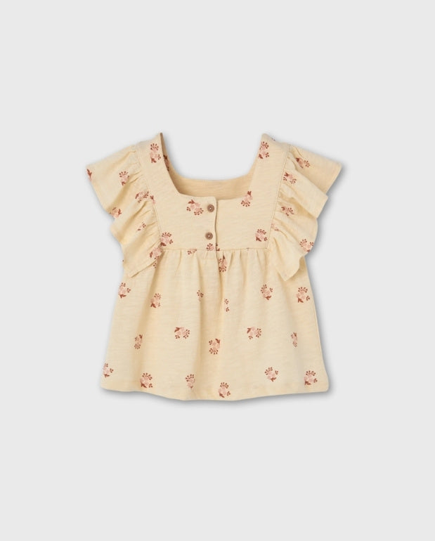 Blusa Volantes Flores Crema Losan Fresco