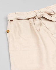 Pantalón Lino Cintura Resorte Beige