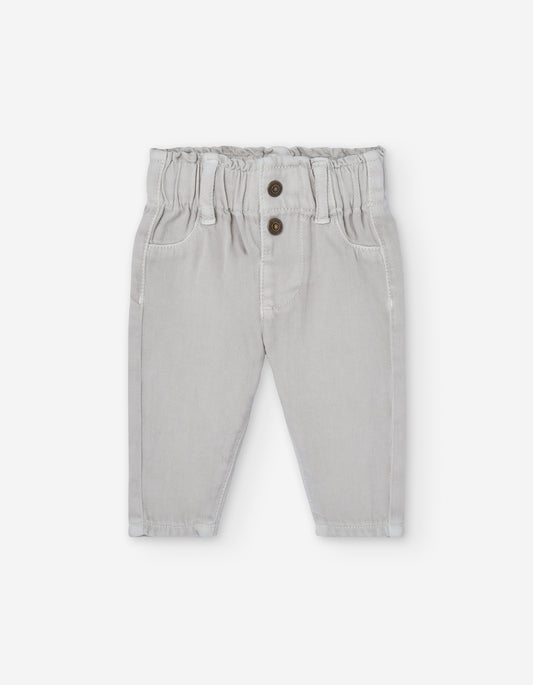 Pantalón beige resortado para bebé LOSAN con botones decorativos