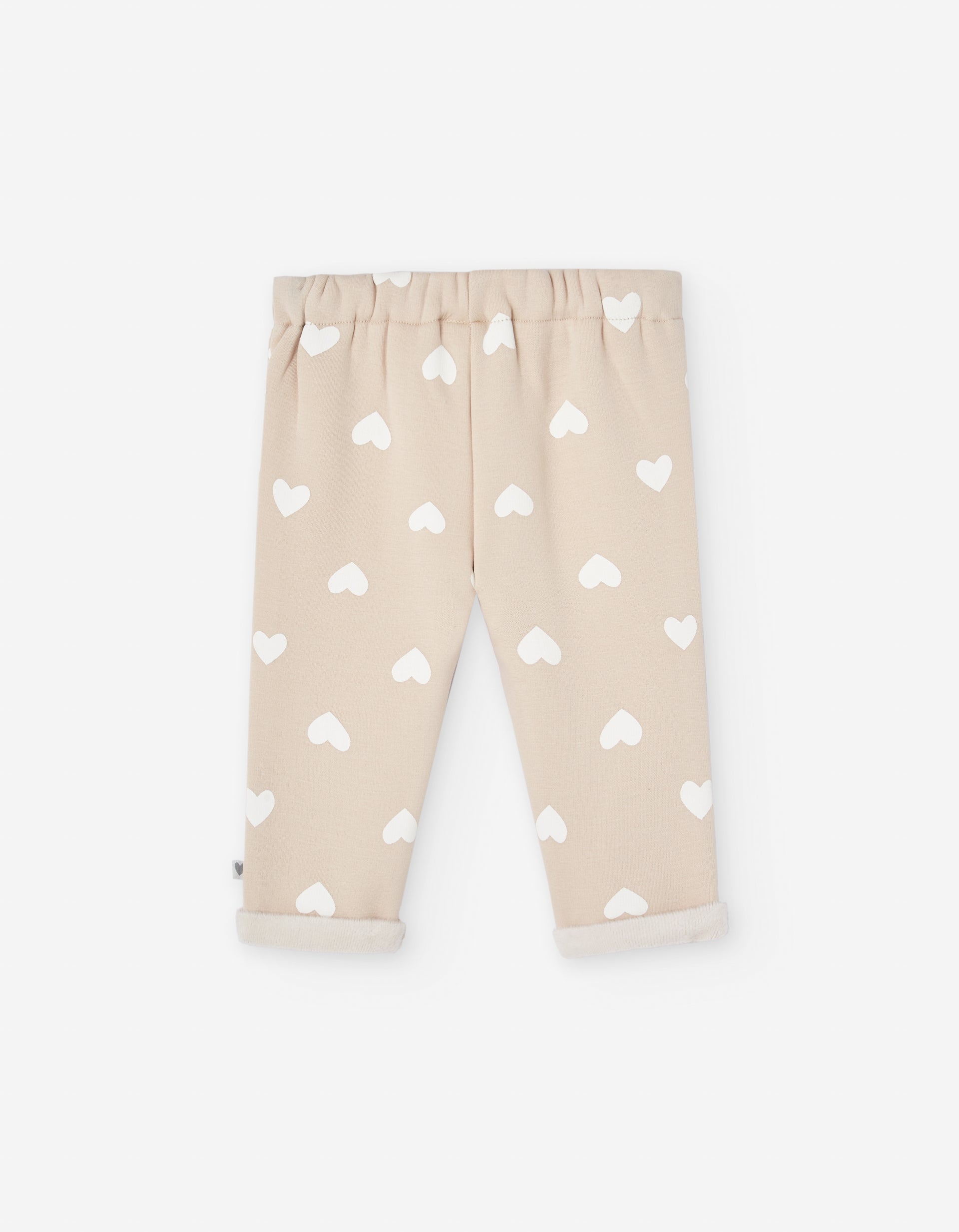 Pantalón niña Losan beige con estampado de corazones
