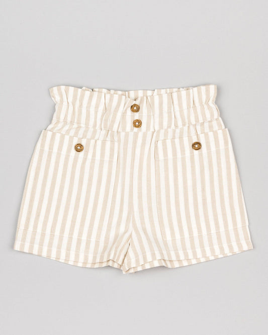 Short Lino Resorte Rayas