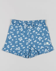 Short Denim Cintura Resorte Margaritas