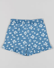 Short Denim Cintura Resorte Margaritas