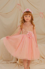 Vestido Lirica Lentejuelas Palo Rosa