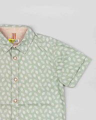 Camisa Manga Corta Hojas Verde Losan