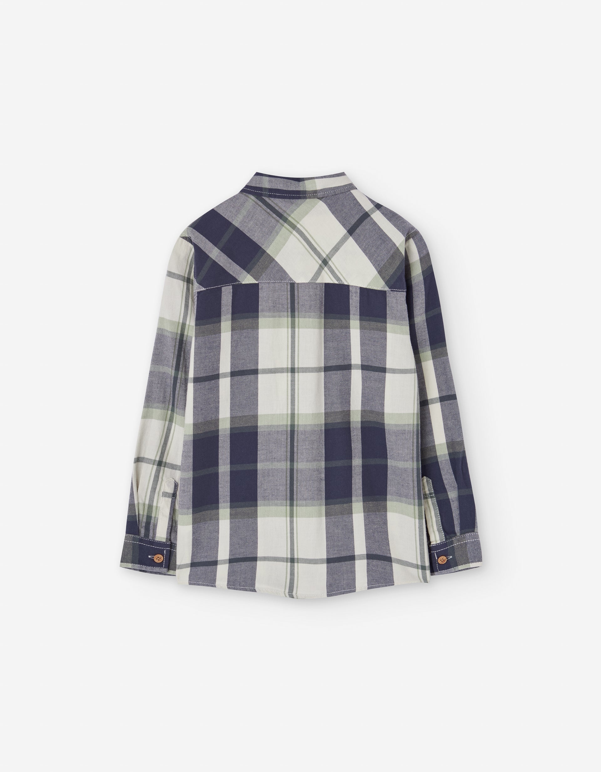 Vista frontal de camisa a cuadros azul y verde LOSAN infantil