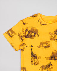 Camiseta Estampada Animales Salvajes Naranja