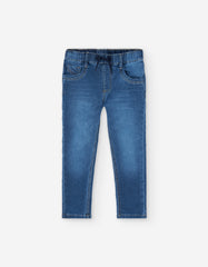 Pantalón resortado denim claro Zippy niño con cordón ajustable