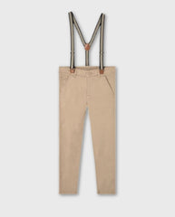 Pantalón Con Tirantes Beige Losan