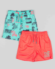 Set 2 Bermuda Deportiva Estampado Rojo Losan