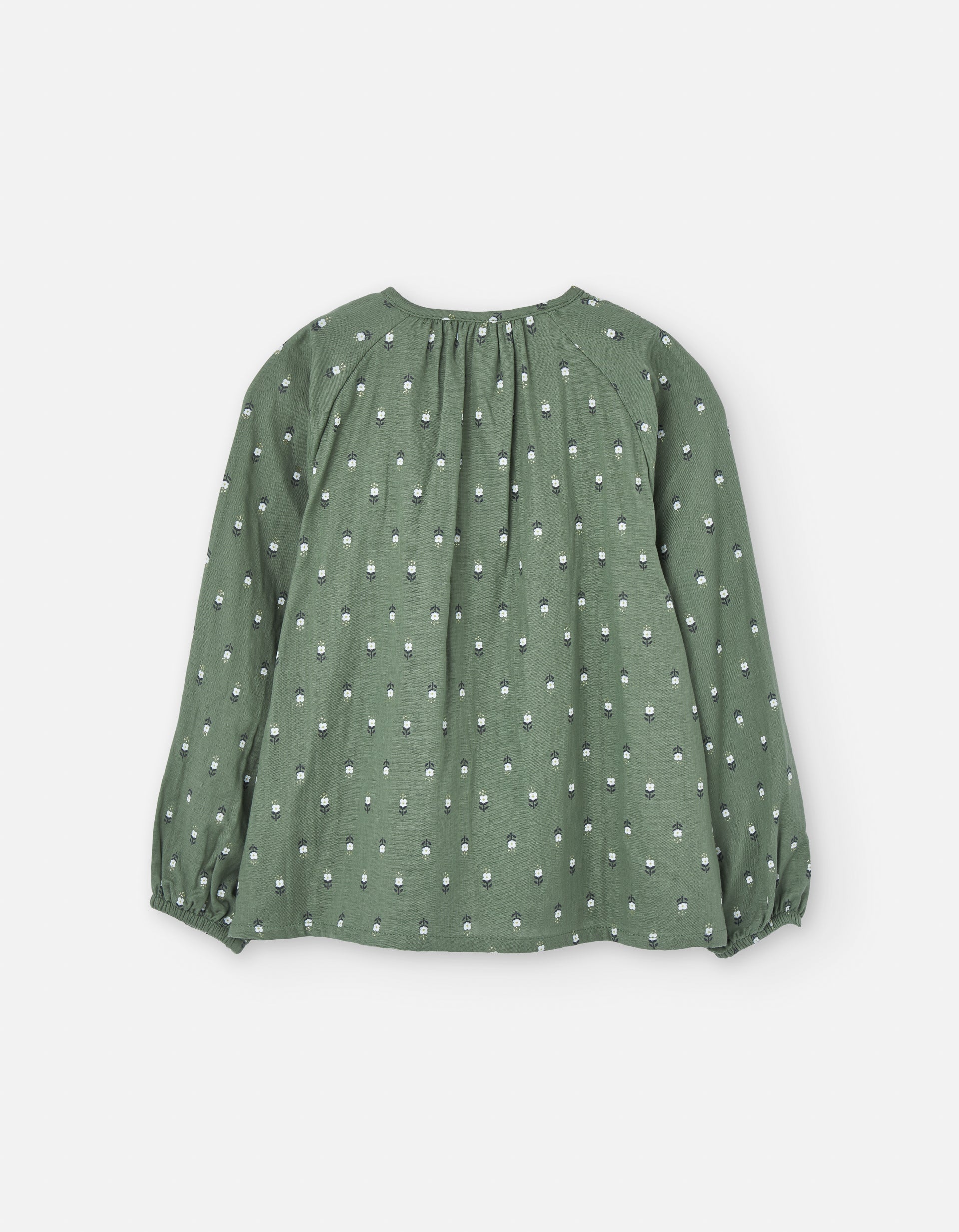 Blusa verde oliva con flores niñas 2T‑7T Zippy