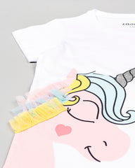 Camiseta Unicornio Tul Blanca