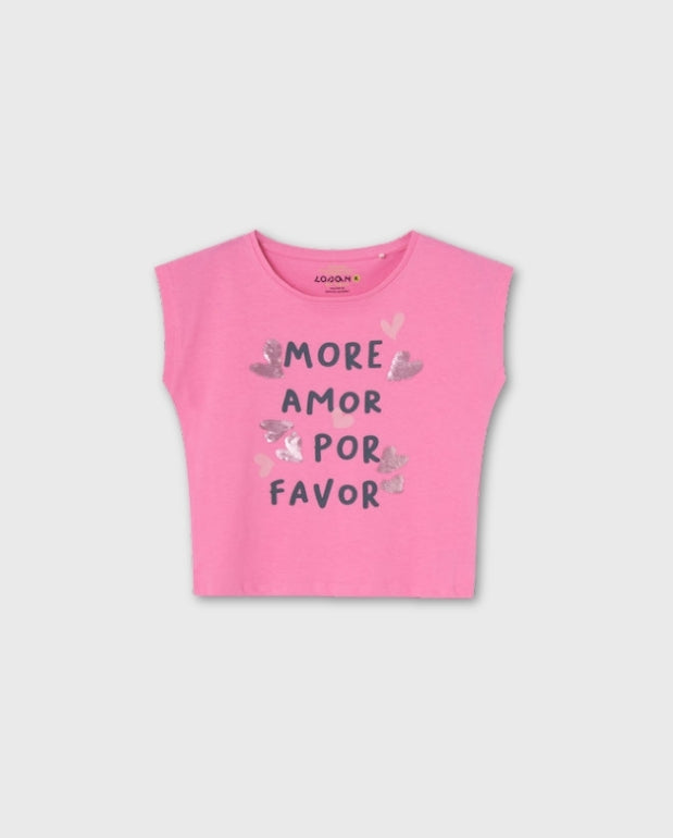 Blusa Corazones Lentejuelas Fucsia Losan