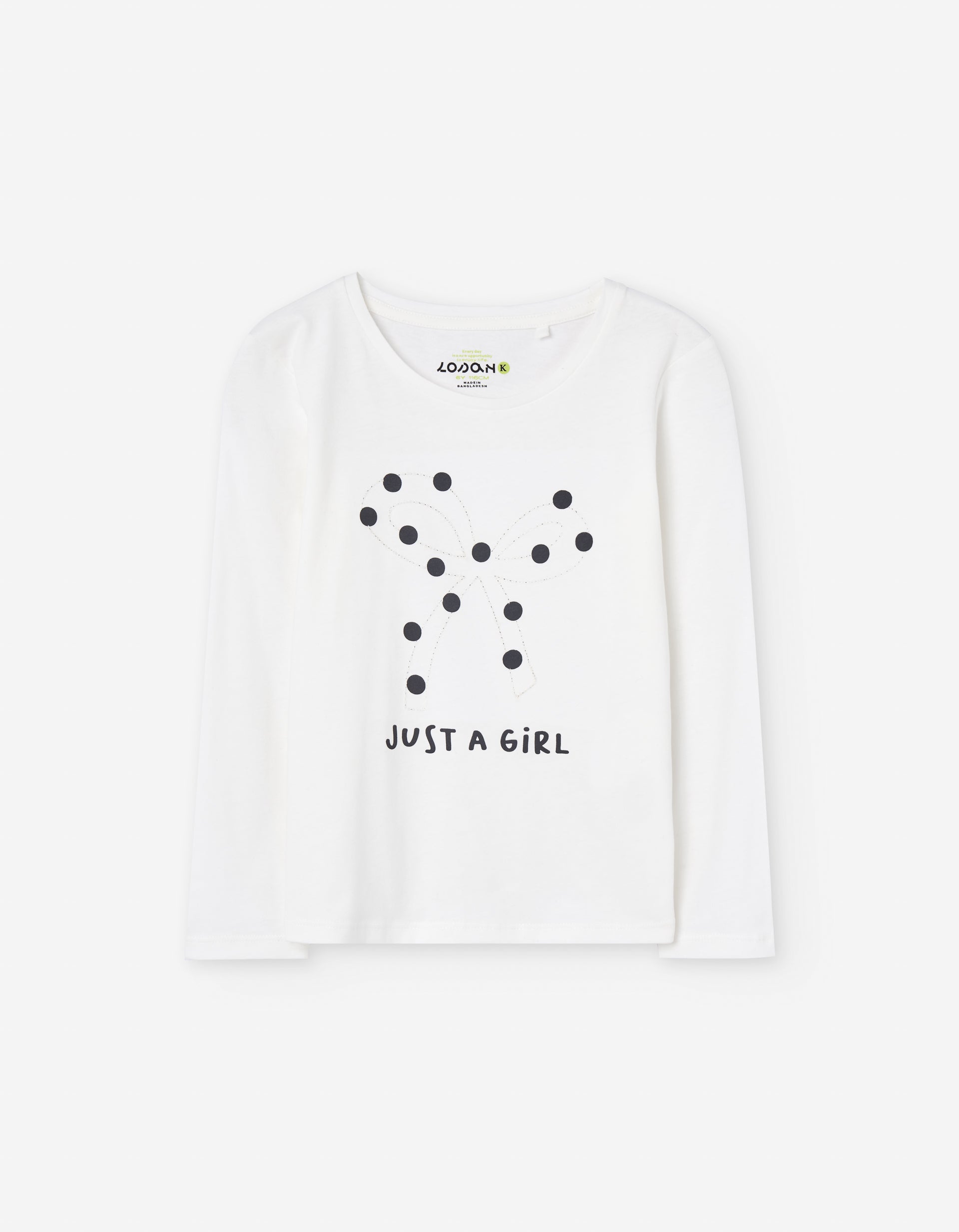 Blusa manga larga blanca lazo de puntos Zippy talla infantil 2T‑7T