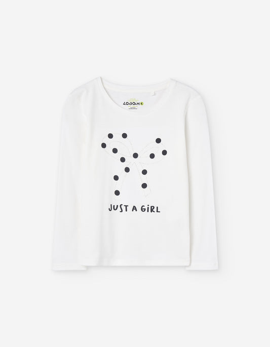 Blusa manga larga blanca lazo de puntos Zippy talla infantil 2T‑7T