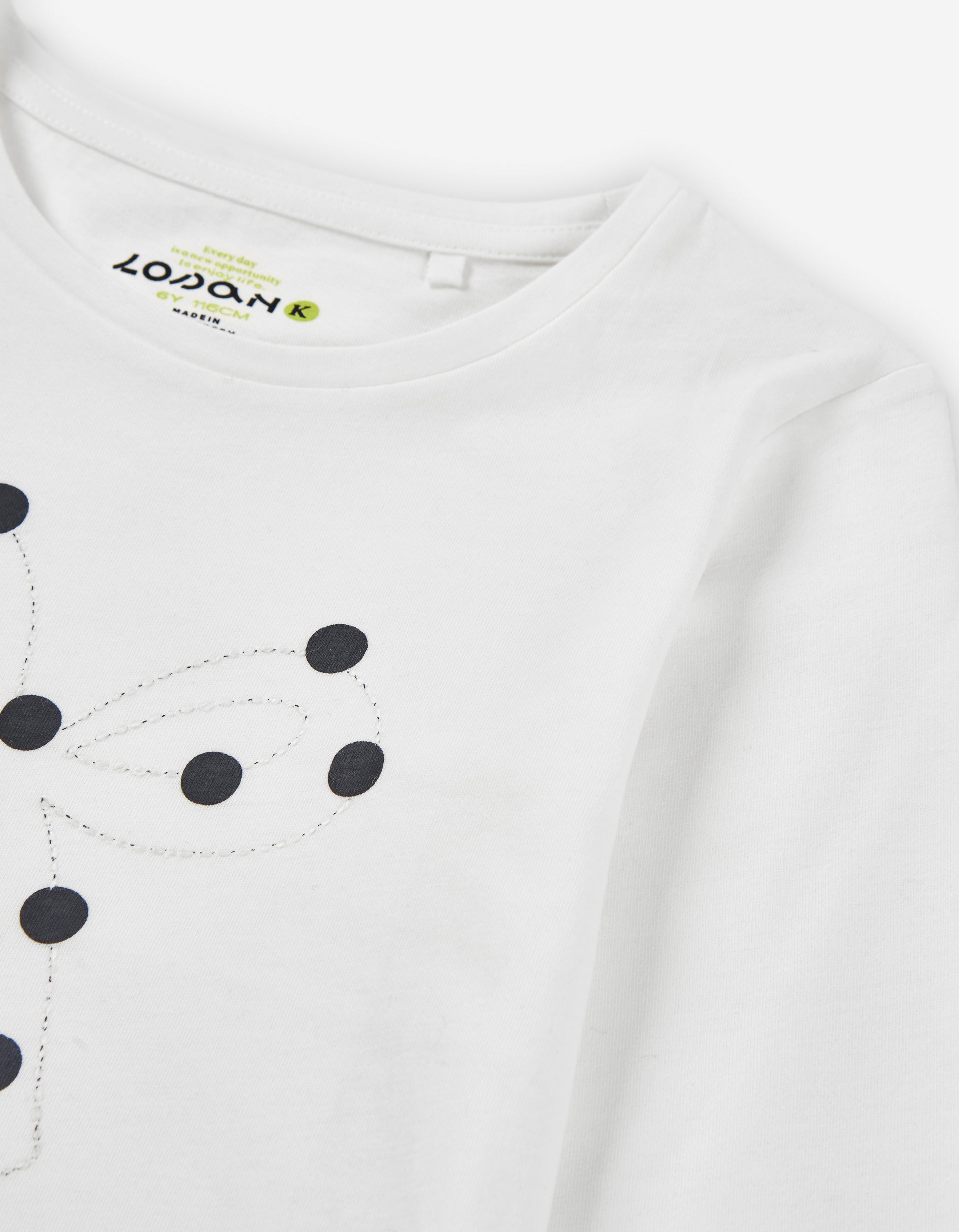 Detalle lazo gráfico blusa manga larga Zippy blancas