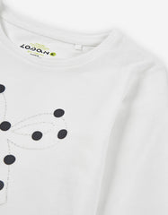 Detalle lazo gráfico blusa manga larga Zippy blancas