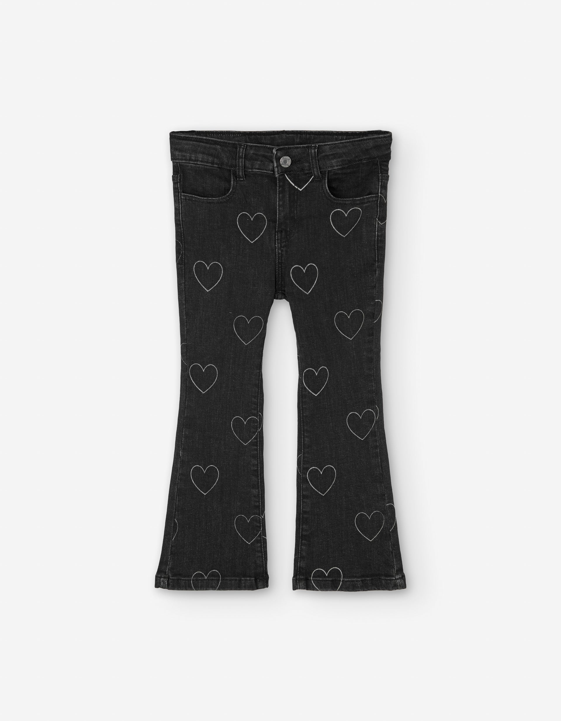 Pantalón denim gris oscuro niña Losan con corazones blancos